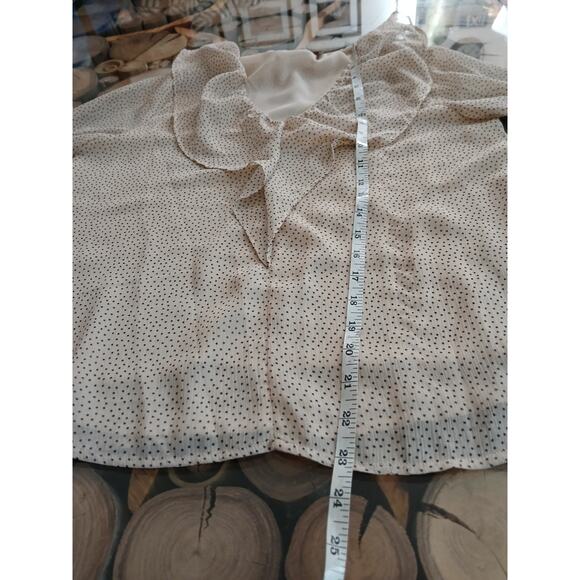 Loft Petites Spot Dot Peasant Modern Pattern Ruffle Sheer Feminine Blouse XSP - Picture 5 of 9